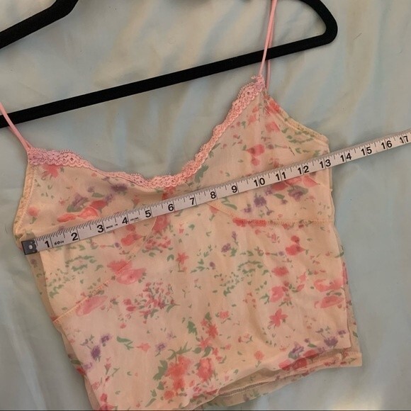 Pink Floral Lacey Watercolor Pastel Sweetheart Cami size Small - Picture 5 of 6